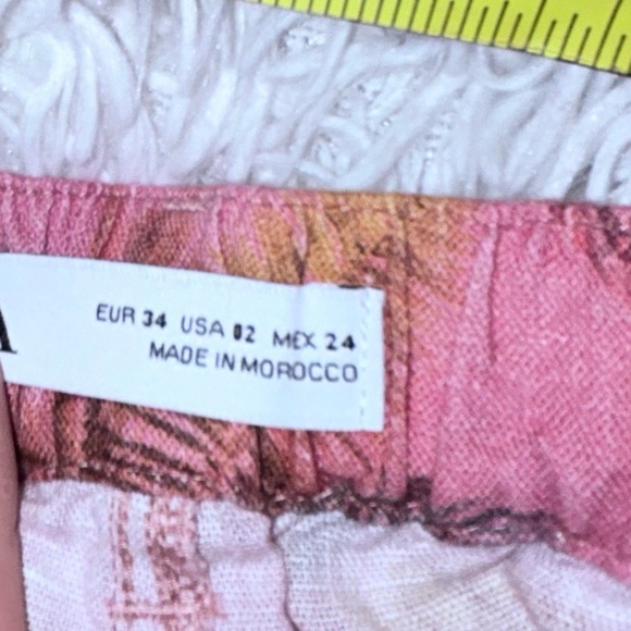 50%off w♥️ ZARA Linen Blend Tropical Palm Tree Printed Pants Relaxed size 2 - Picture 8 of 11